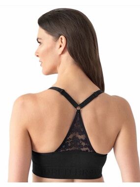 Kindred Bravely Black Lace Racerback nursing Bralette size small petite